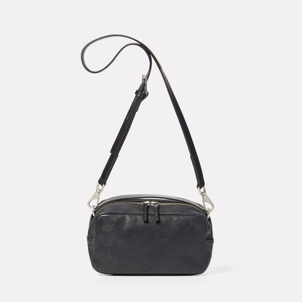 Leila Medium Calvert Leather Crossbody Bag in Old Black