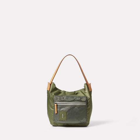 Kim Slouchy Nylon Crossbody Bag in Khaki | Ally Capellino