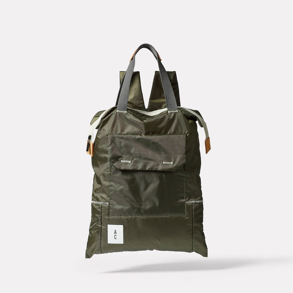 Harry Packable Zip Top Tote/Backpack in Khaki | Ally Capellino