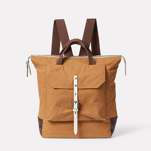 Frances Waxed Cotton Backpack in Walnut | Ally Capellino