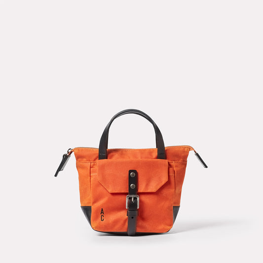 Squat Waxed Cotton Crossbody Mini Bag in Orange