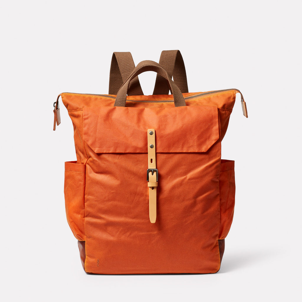 Fin Waxed Cotton Backpack in Burnt Ally Capellino