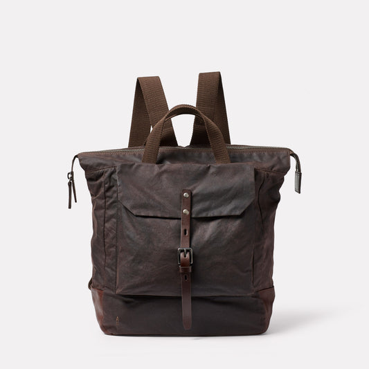 Frances Waxed Cotton Rucksack in Bog