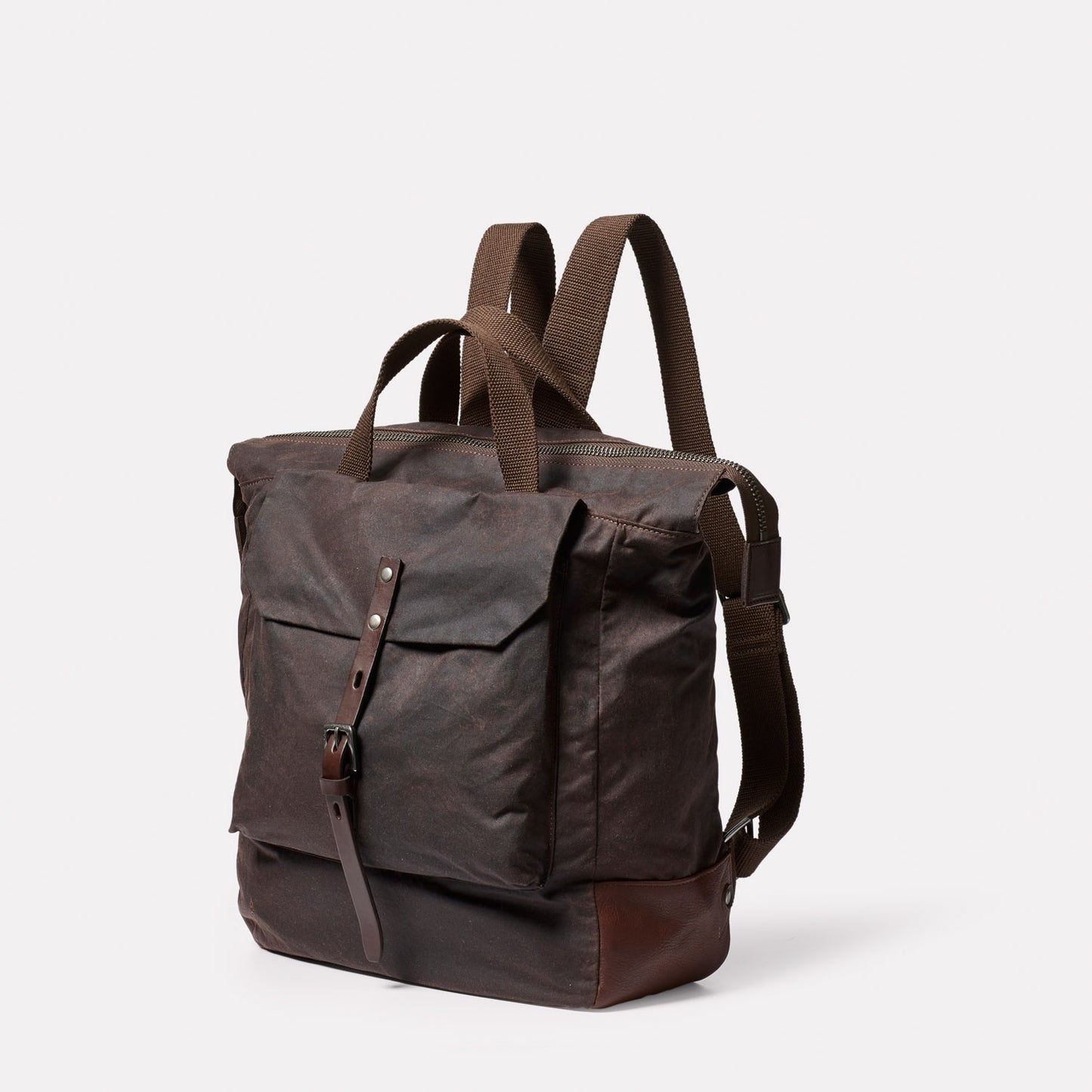 Frances Waxed Cotton Rucksack in Bog