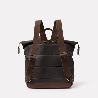 Frances Waxed Cotton Rucksack in Bog