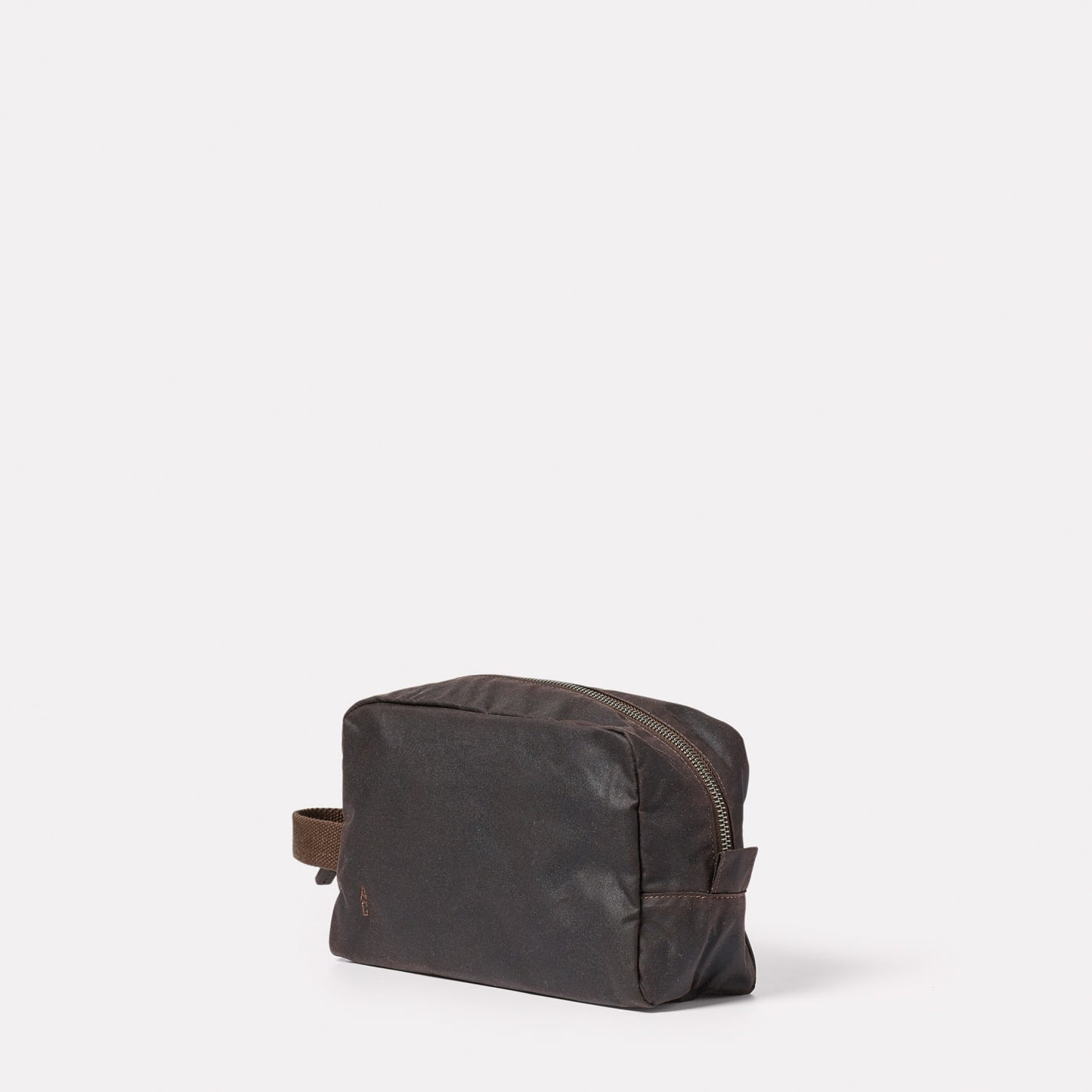 Simon Waxed Cotton Washbag in Bog