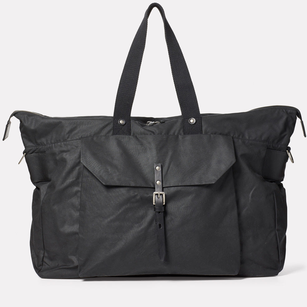 Freddie Waxed Cotton Holdall in Black-HOLDALL-Ally Capellino-Ally Capellino