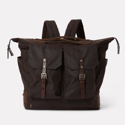 Frank Large Waxed Cotton Rucksack in Bog