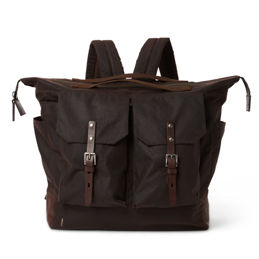 Frank Large Waxed Cotton Rucksack in Bog