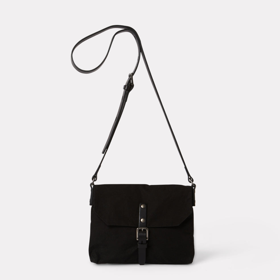 Friday, Waxed Cotton crossbody bag in Black