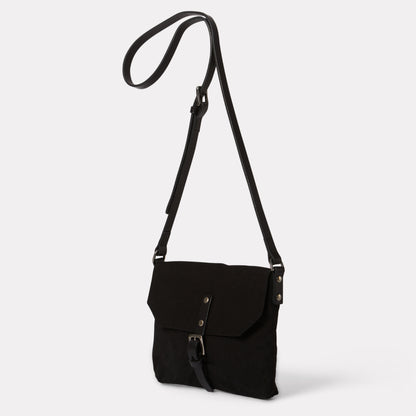 Friday, Waxed Cotton crossbody bag in Black