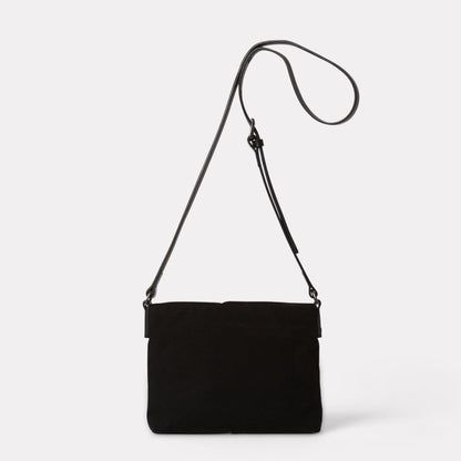 Friday, Waxed Cotton crossbody bag in Black