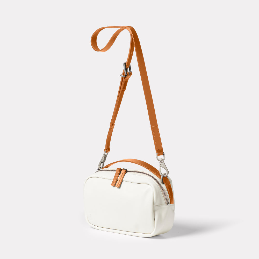 Leila Medium Leather Crossbody Bag in Bianca