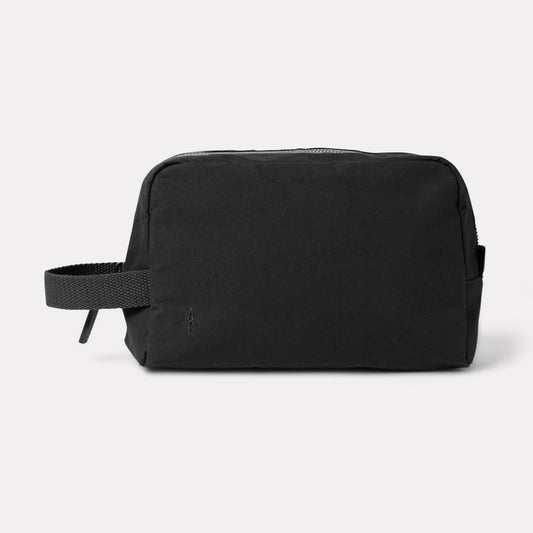 Simon Waxed Cotton Washbag in Black