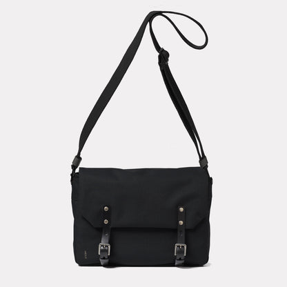 Jeremy Small Waxed Cotton Satchel in Black