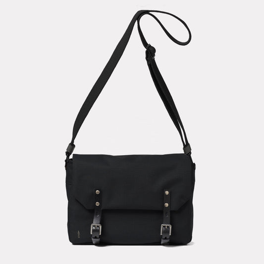 Jeremy Small Waxed Cotton Satchel in Black