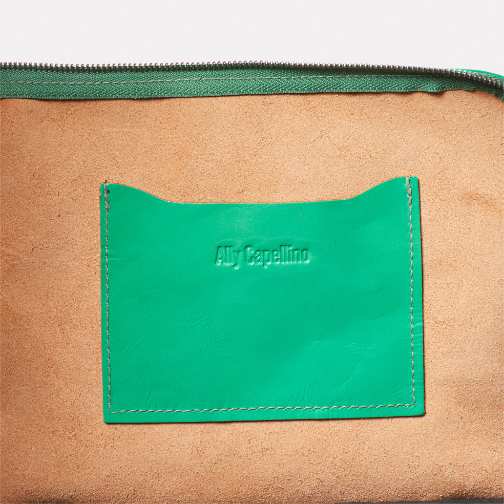 Hocker Large Leather Purse in Green-LARGE POUCH-Ally Capellino-Small Leather Goods-Green-Leather