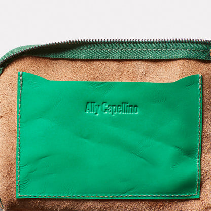 Hocker Medium Leather Purse in Green-MEDIUM POUCH-Ally Capellino-Small Leather Goods-Green-Leather