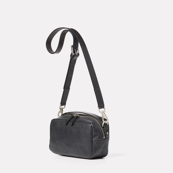 Leila Medium Calvert Leather Crossbody Bag in Black | Ally Capellino