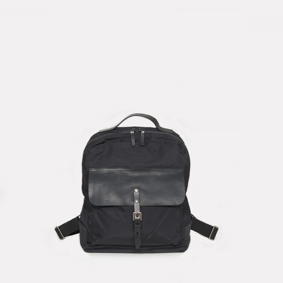 iAn Luxe Nylon Zip Round Rucksack In Black | Ally Capellino