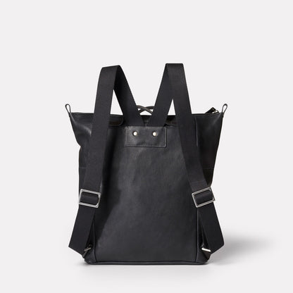 SS19, mens, womens, leather, backpack, rucksack, black, black leather, black rucksack, black backpack, black leather backpack, black leather rucksack, 13 inch laptop,