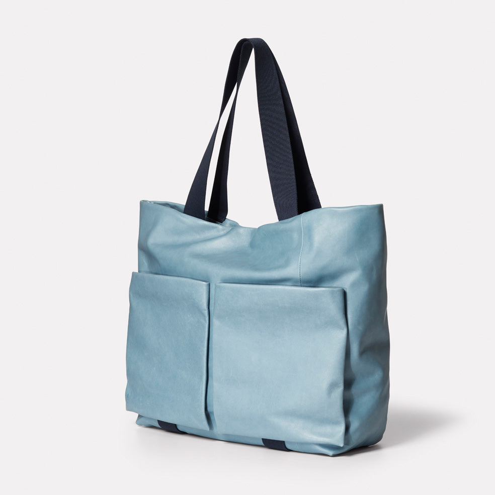 Toto Camlet Leather Tote Bag in Denim – Ally Capellino