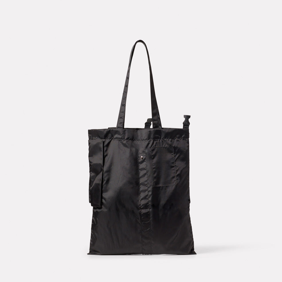 Herve Packable Pouch in Black unfolded back